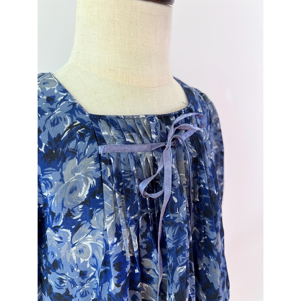 Girls April Cornell Dress‎ Blue Floral Rayon Lined Crochet Trim Toddler Size 2/3 - Picture 4 of 8